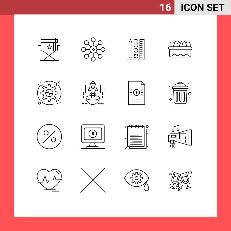 paquete de 16 esquemas creativos de la configuración de la química del huevo elementos de diseño vectorial editables en línea de pascua vector