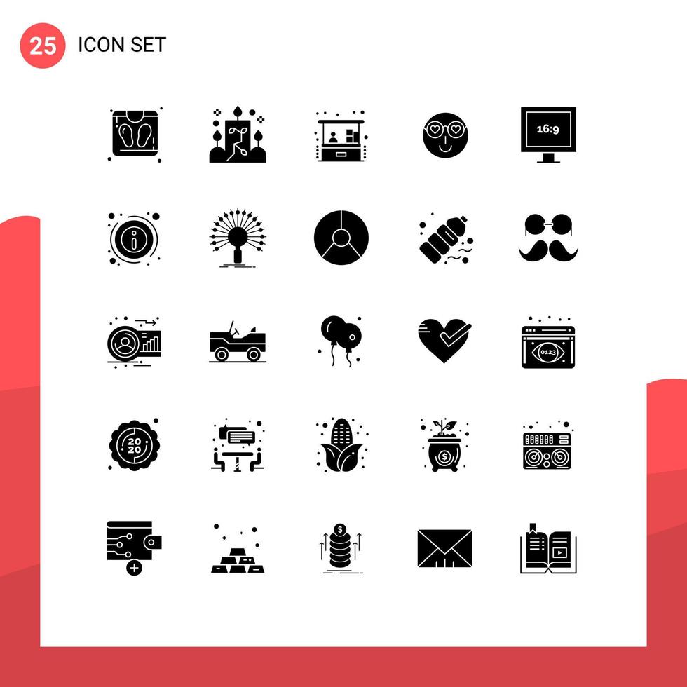Modern Set of 25 Solid Glyphs and symbols such as display user home business cute emoji Editable Vector Design Elements