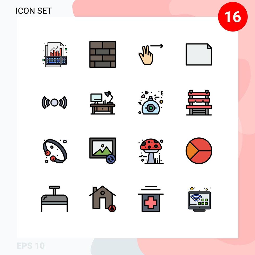 Modern Set of 16 Flat Color Filled Lines Pictograph of signal basic strategy landscape document Editable Creative Vector Design Elements