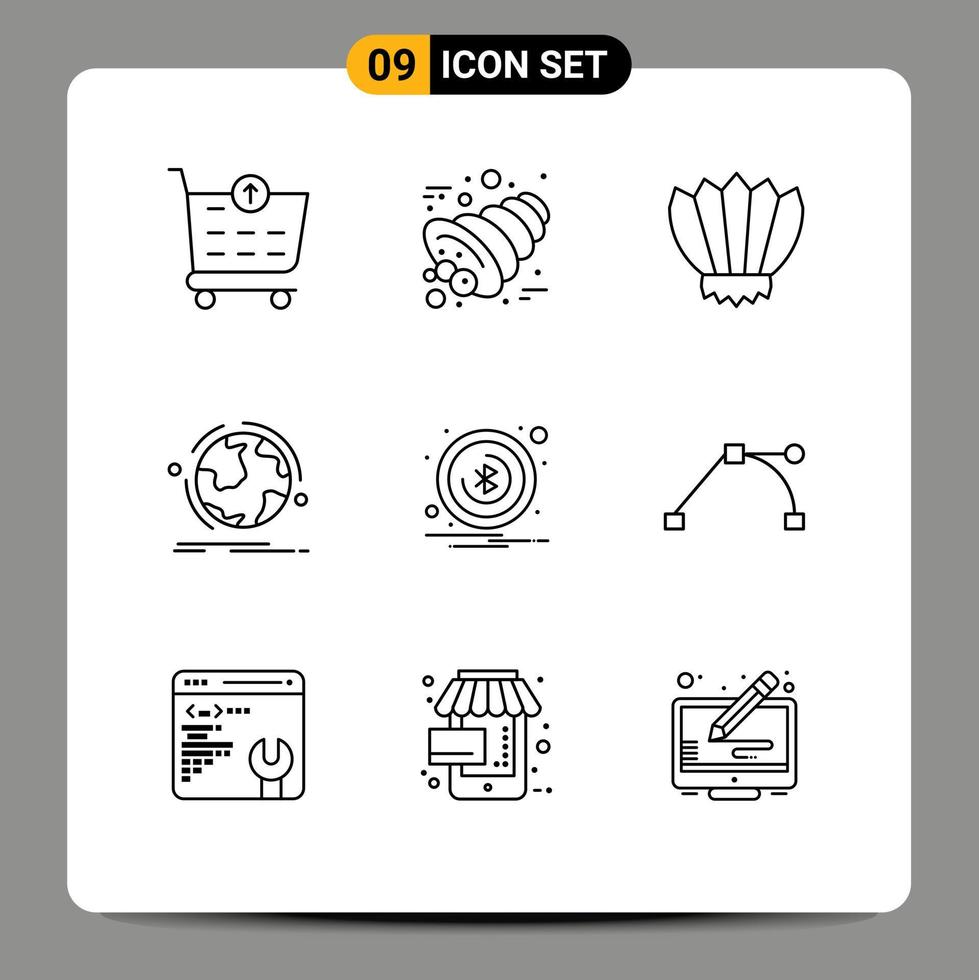 Modern Set of 9 Outlines and symbols such as alert connection fins discover globe Editable Vector Design Elements