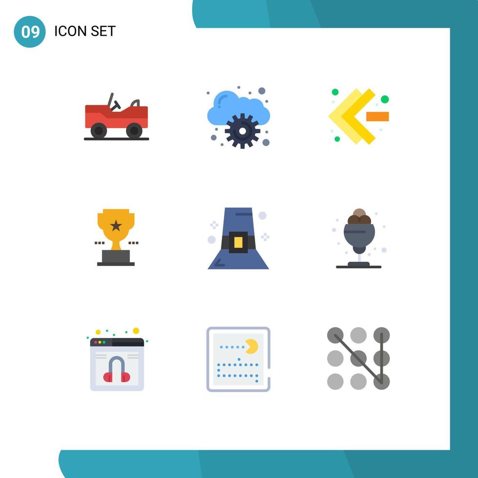9 Creative Icons Modern Signs and Symbols of desert thanksgiving hat left hat achievement Editable Vector Design Elements