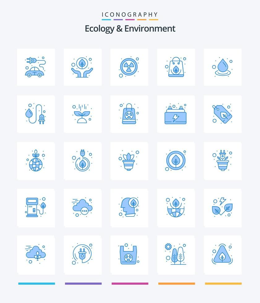 Creative Ecology And Environment 25 Blue icon pack  Such As ecology. . nuclear. recycle bag. organic vector
