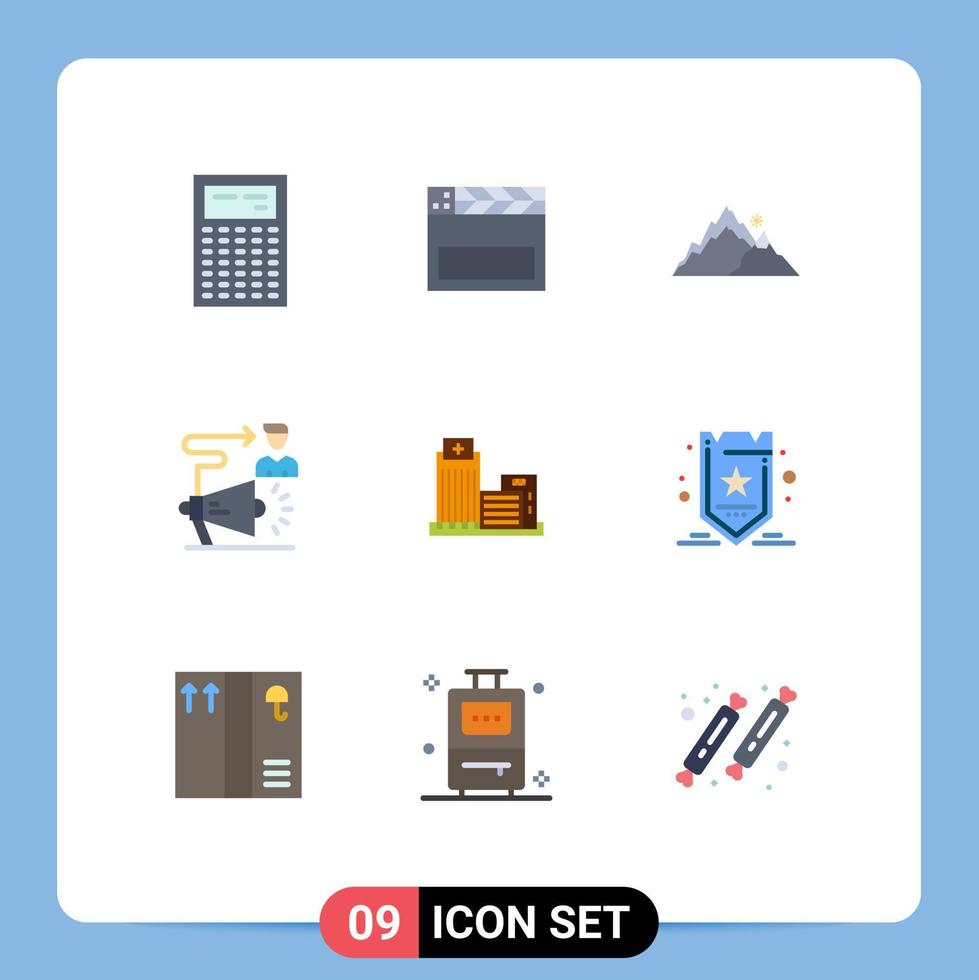 Set of 9 Modern UI Icons Symbols Signs for megaphone user mountain target tree Editable Vector Design Elements