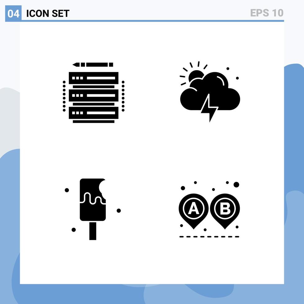 4 Creative Icons Modern Signs and Symbols of edit ice cream server sun destination Editable Vector Design Elements