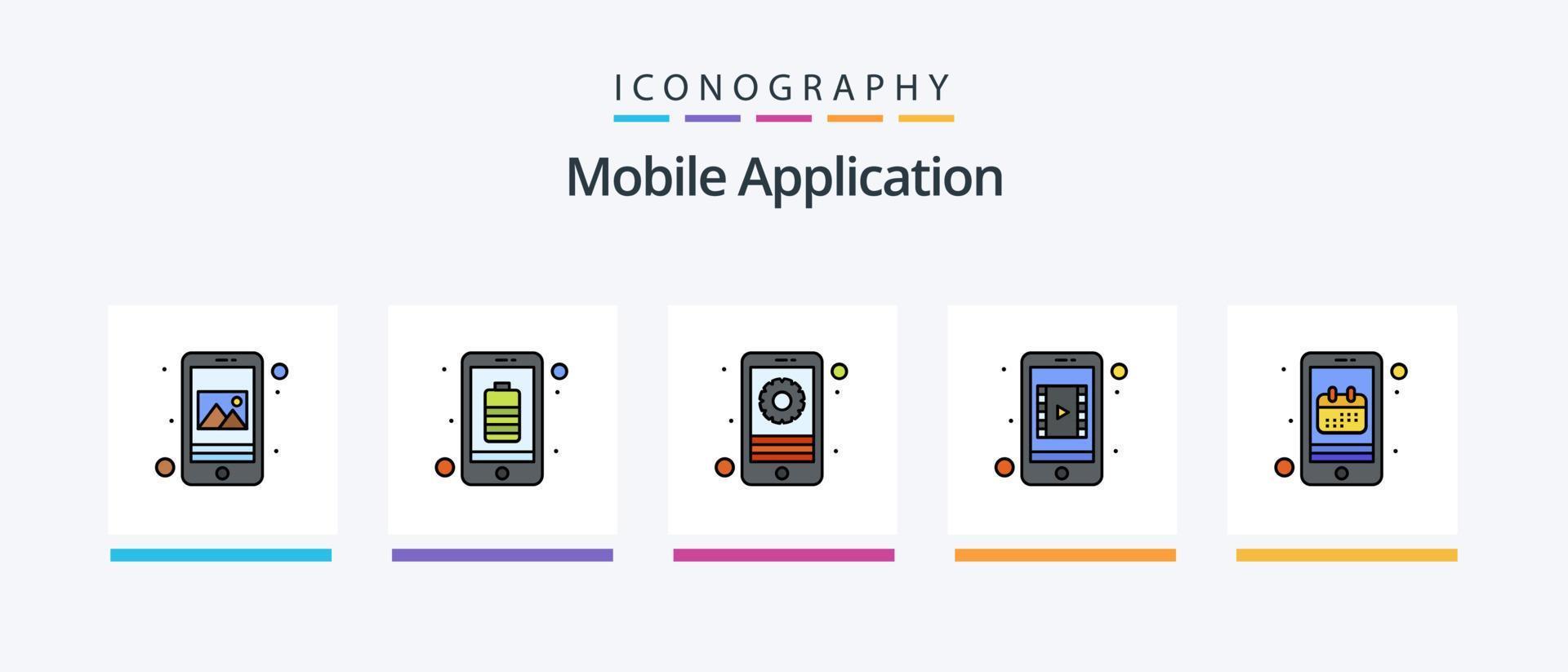 Mobile Application Line Filled 5 Icon Pack Including mobile. navigation. alarm. location. app. Creative Icons Design vector