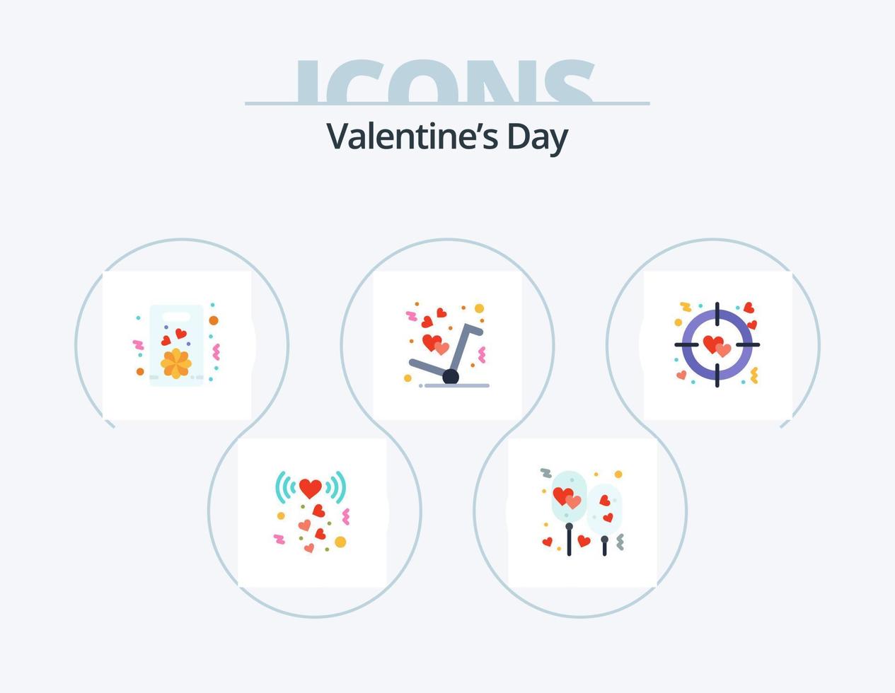 Valentines Day Flat Icon Pack 5 Icon Design. heart. like. romantic. get. present vector