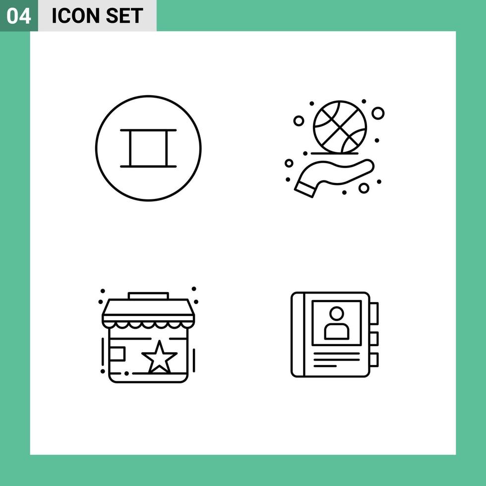 Stock Vector Icon Pack of 4 Line Signs and Symbols for ancient reviews basketball spinning spin store Editable Vector Design Elements
