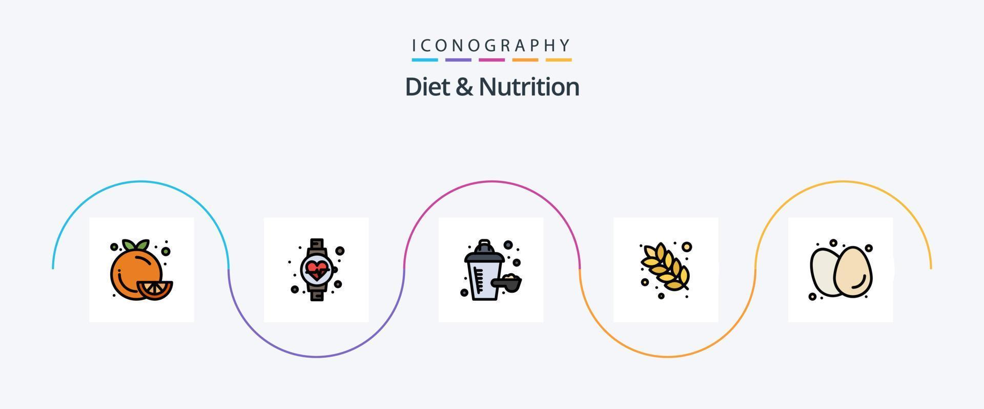 Diet And Nutrition Line Filled Flat 5 Icon Pack Including diet. boiled eggs. additive. nutrition. food vector