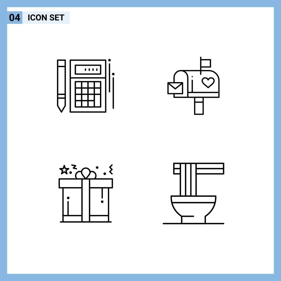 User Interface Pack of 4 Basic Filledline Flat Colors of budget letter box financial mail box Editable Vector Design Elements
