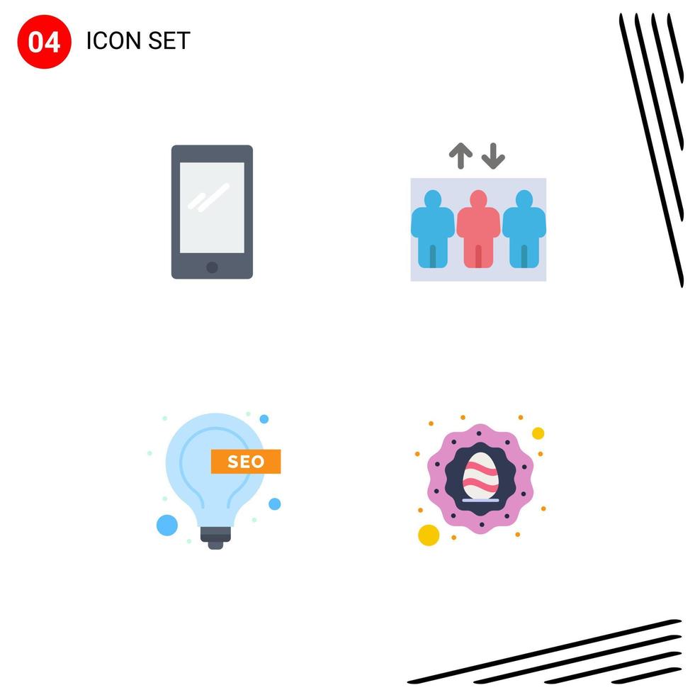 4 Thematic Vector Flat Icons and Editable Symbols of phone idea android group seo Editable Vector Design Elements