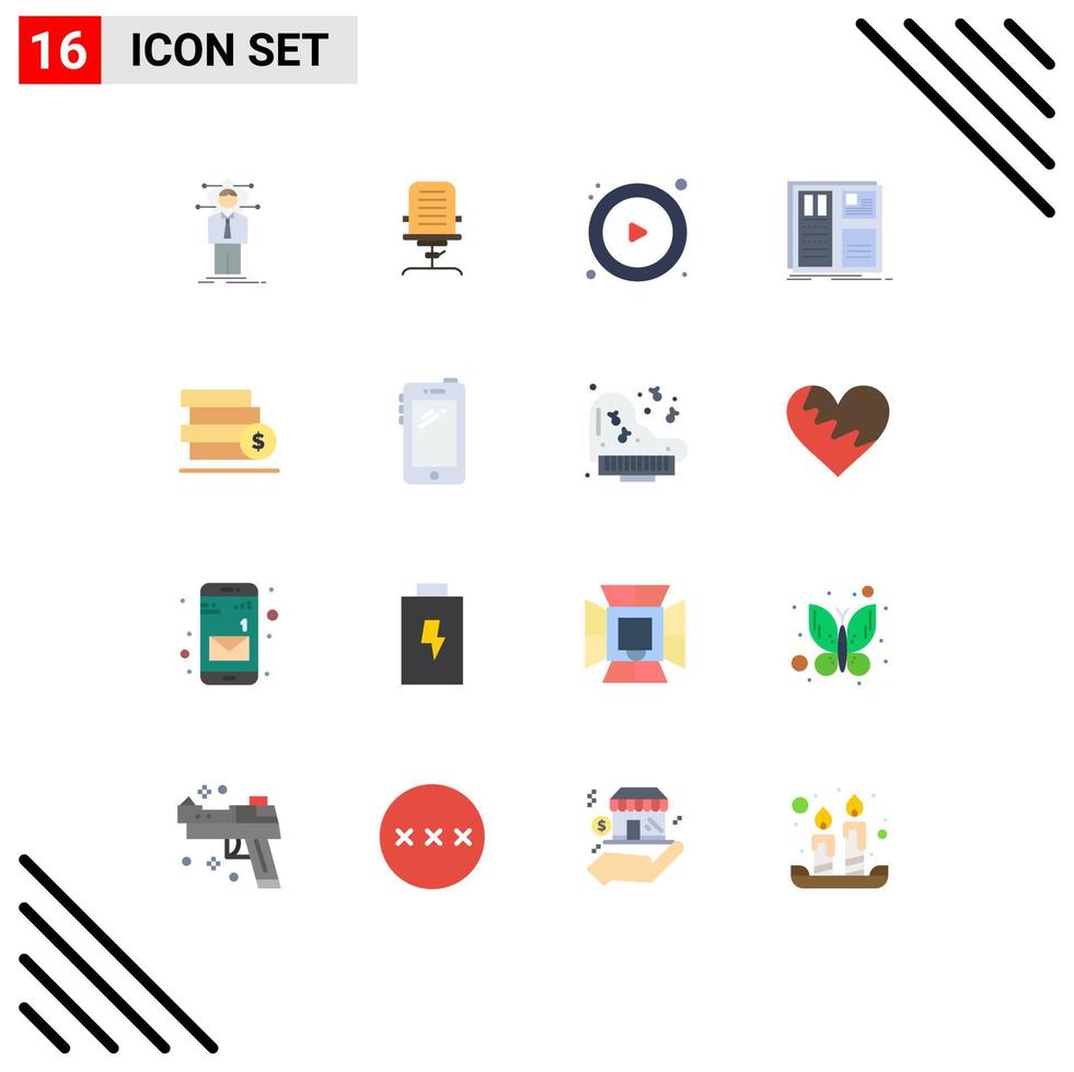 Stock Vector Icon Pack of 16 Line Signs and Symbols for layout grid chair design play Editable Pack of Creative Vector Design Elements