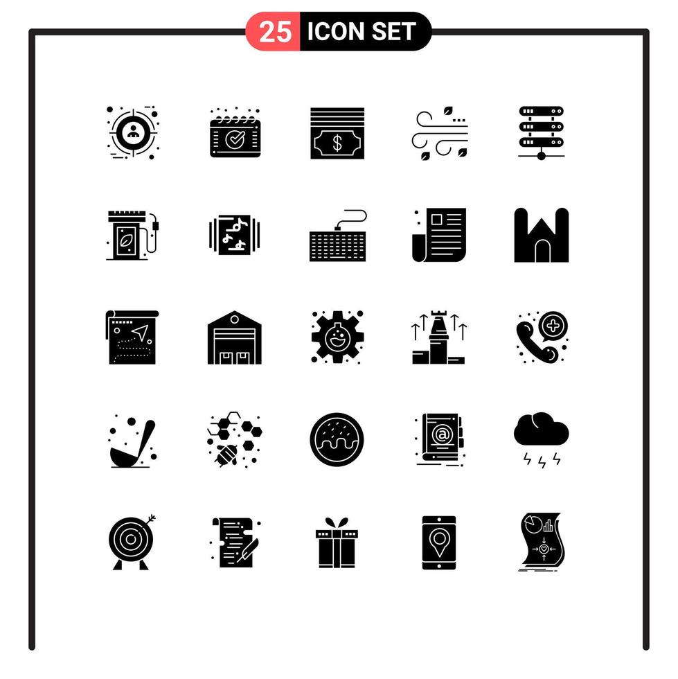 conjunto de 25 iconos de interfaz de usuario modernos signos de símbolos para datos de almacenamiento computación en dólares elementos de diseño vectorial editables de acción de gracias vector