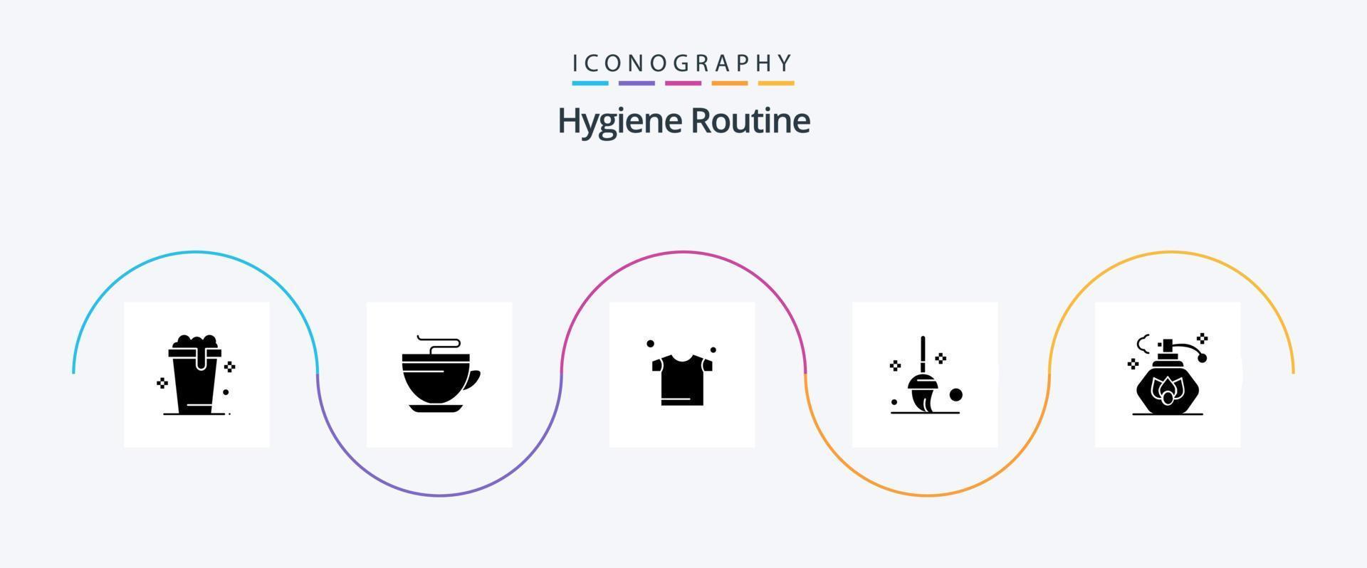 Hygiene Routine Glyph 5 Icon Pack Including . spray. clothes. cleaning. cleaning vector