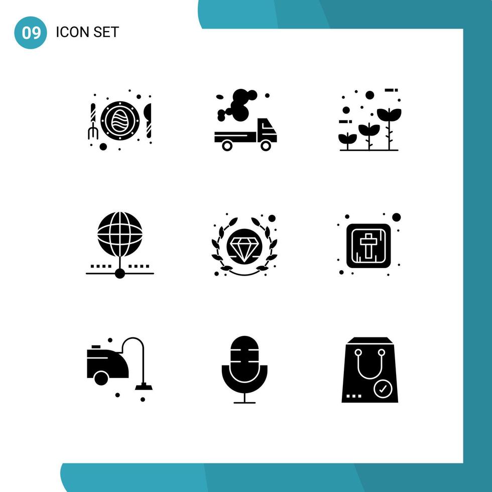 9 Solid Glyph concept for Websites Mobile and Apps network database pollution connect growth Editable Vector Design Elements