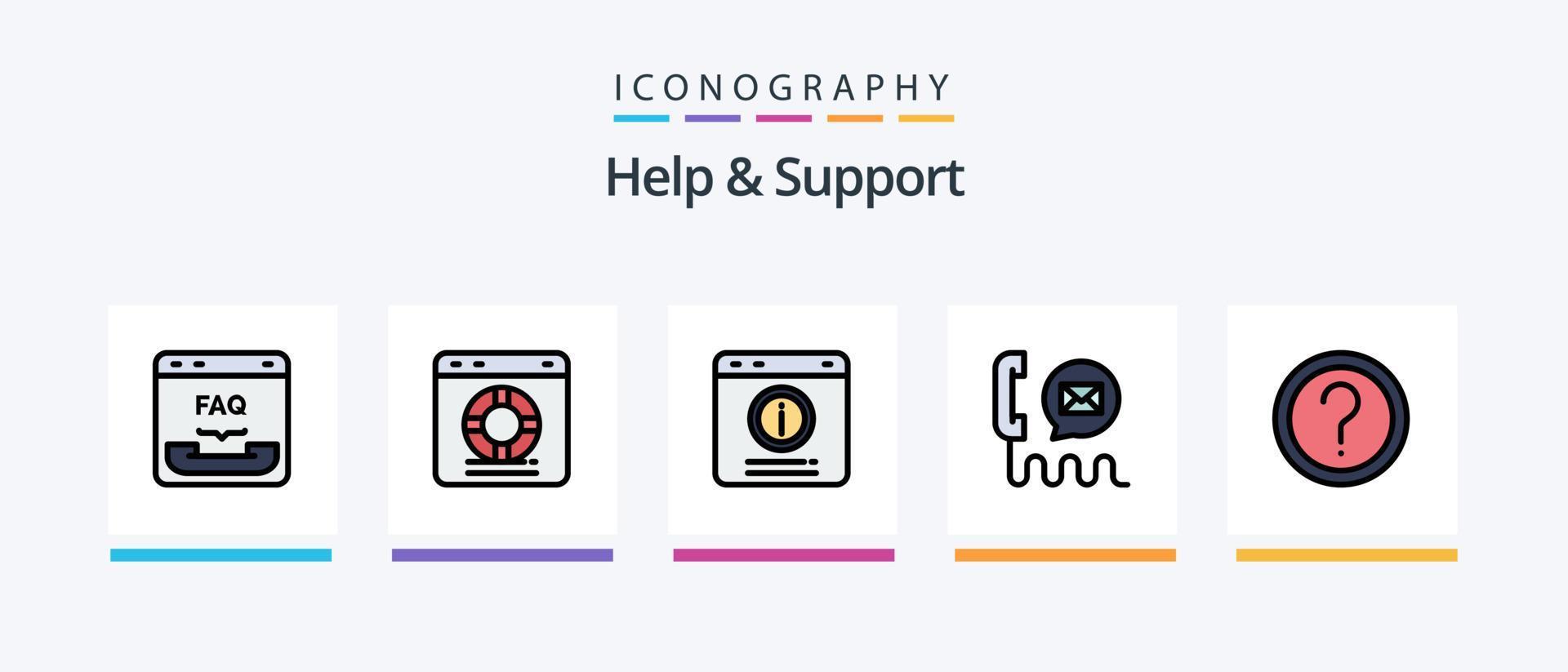 Help And Support Line Filled 5 Icon Pack Including interface. customer. sign. support. lifeguard. Creative Icons Design vector