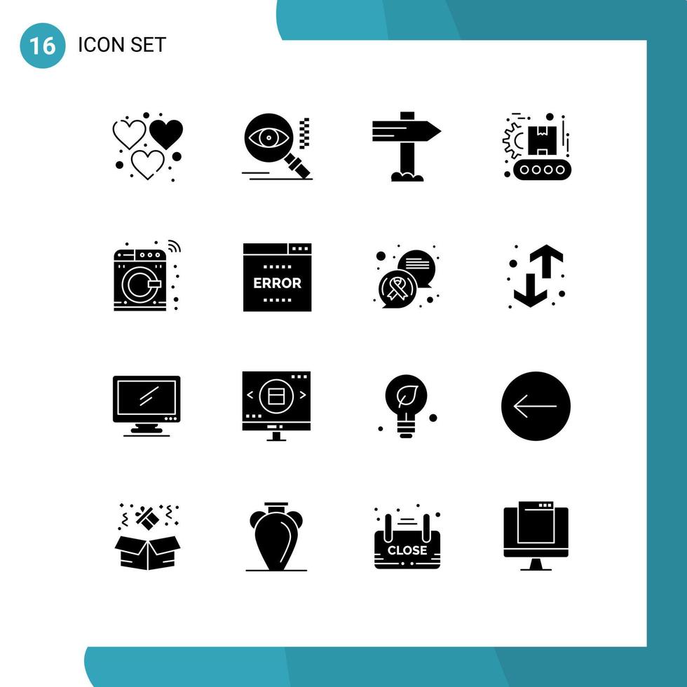 16 Solid Glyph concept for Websites Mobile and Apps smart control direction product factory Editable Vector Design Elements