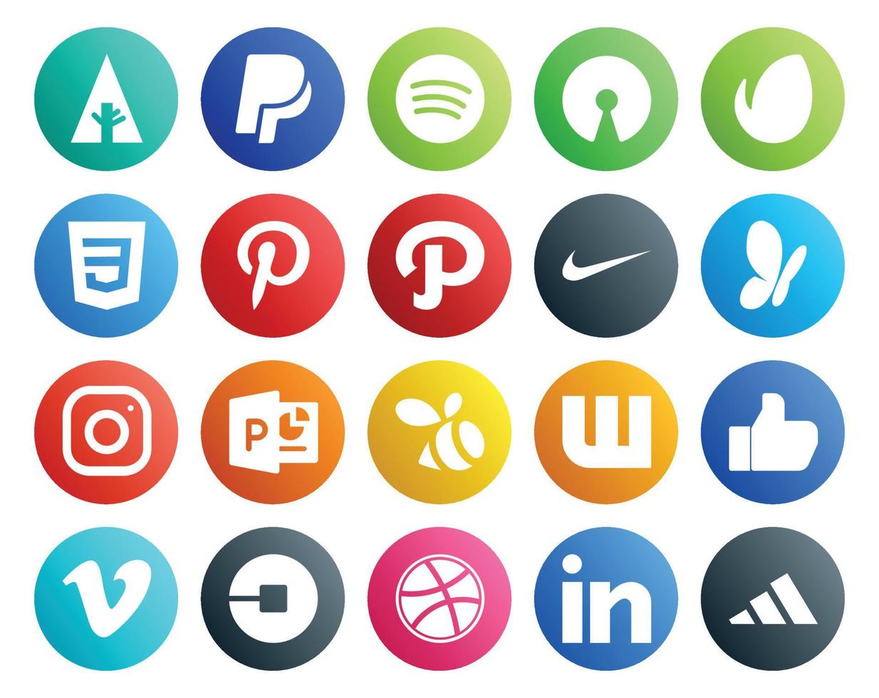 20 Social Media Icon Pack Including uber vimeo nike like swarm vector