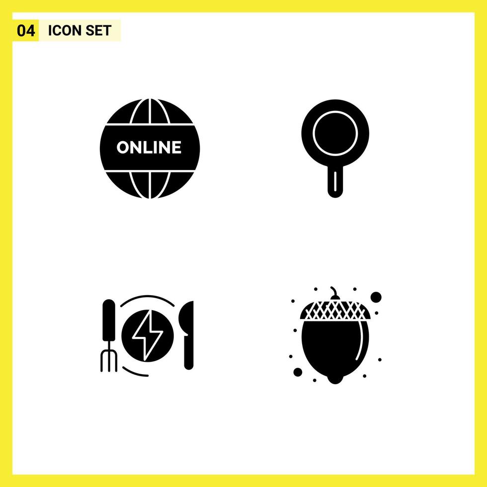 4 Creative Icons Modern Signs and Symbols of business dinner world stew pan food Editable Vector Design Elements