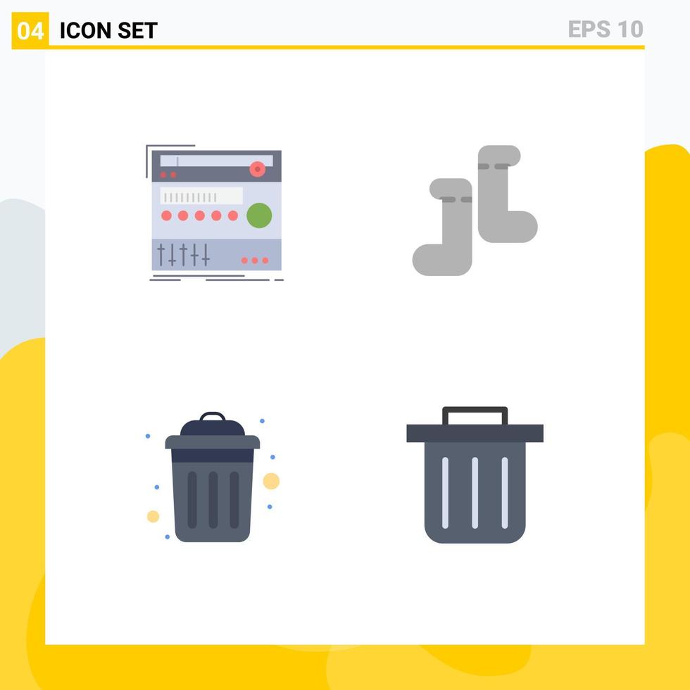 Stock Vector Icon Pack of 4 Line Signs and Symbols for rack public sound shoes recycling bin Editable Vector Design Elements