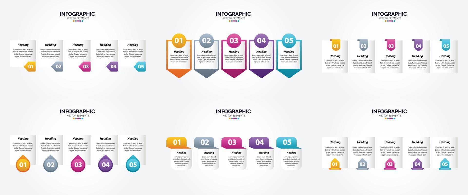 ilustración vectorial infografía conjunto de diseño plano para folleto publicitario y revista vector