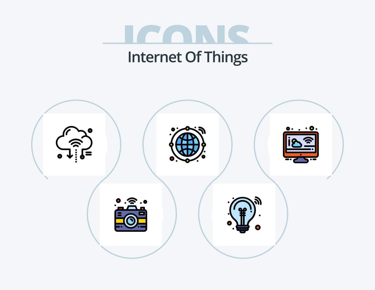 Internet Of Things Line Filled Icon Pack 5 Icon Design. network. iot. shopping. internet of things. house vector