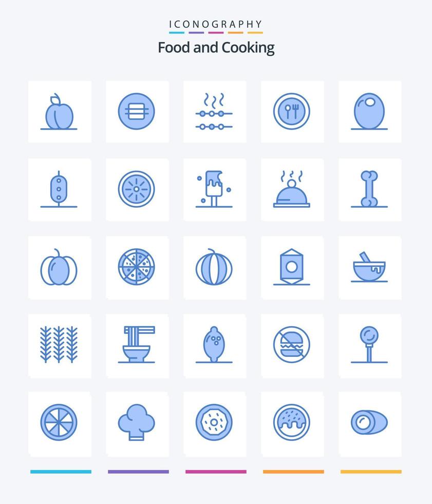 Creative Food 25 Blue icon pack  Such As vegetable. food. hungry. filling. knife vector