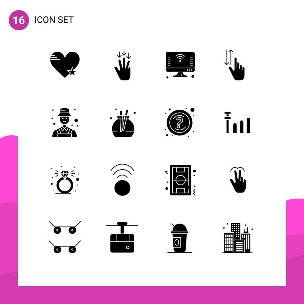 conjunto de 16 iconos modernos de la interfaz de usuario signos de símbolos para gestos ascendentes elementos de diseño vectorial editables vector