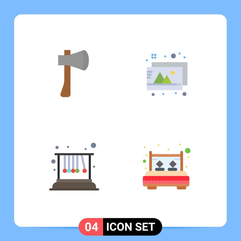 símbolos de iconos universales grupo de 4 iconos planos modernos de movimiento de hacha diseño de herramientas de hacha física elementos de diseño vectorial editables vector