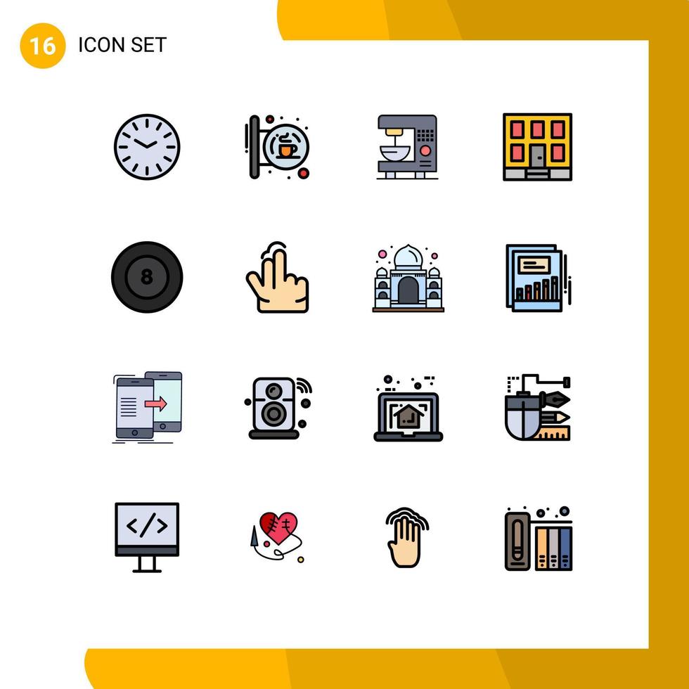 paquete de iconos de vector de stock de 16 signos y símbolos de línea para construcción de billar edificio de cafetería elementos de diseño de vector creativo editable
