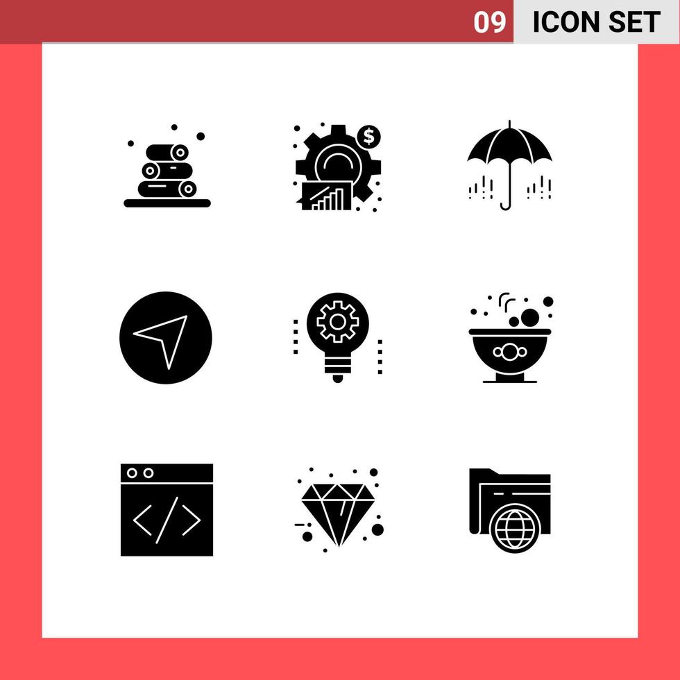 9 Creative Icons Modern Signs and Symbols of electronics ai umbrella pointer direction Editable Vector Design Elements