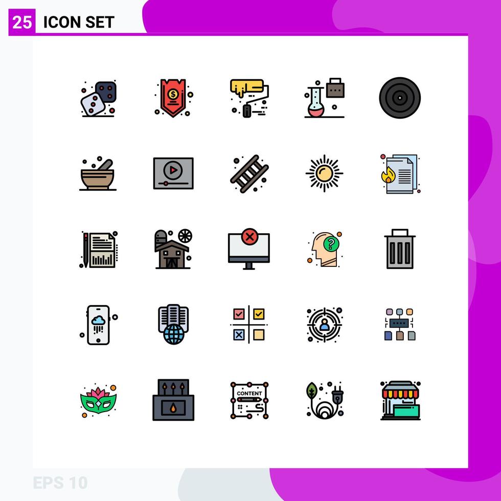Set of 25 Modern UI Icons Symbols Signs for science portfolio science education insurance new science concepts roller brush Editable Vector Design Elements