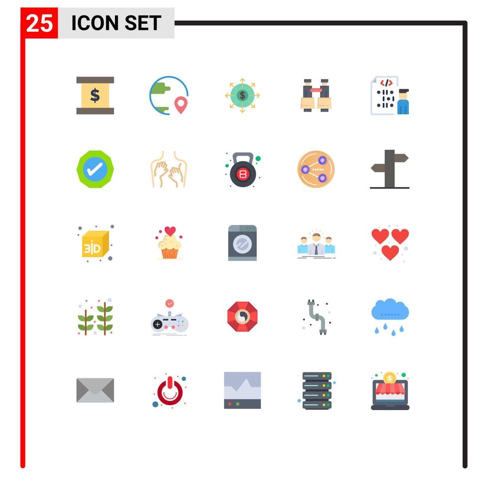 25 iconos creativos signos y símbolos modernos de desarrollo de visión presupuesto búsqueda binoculares elementos de diseño vectorial editables vector