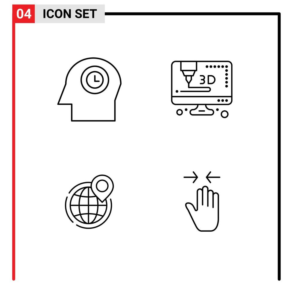 Pack of 4 Modern Filledline Flat Colors Signs and Symbols for Web Print Media such as face point printer business hand Editable Vector Design Elements