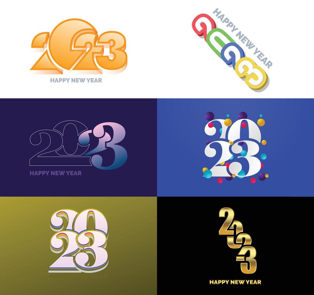 Big Collection of 2023 Happy New Year symbols Cover of business diary for 2023 with wishes vector