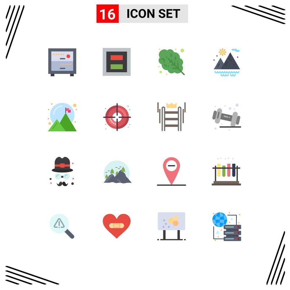 Stock Vector Icon Pack of 16 Line Signs and Symbols for success achievement leaves achieved summer Editable Pack of Creative Vector Design Elements