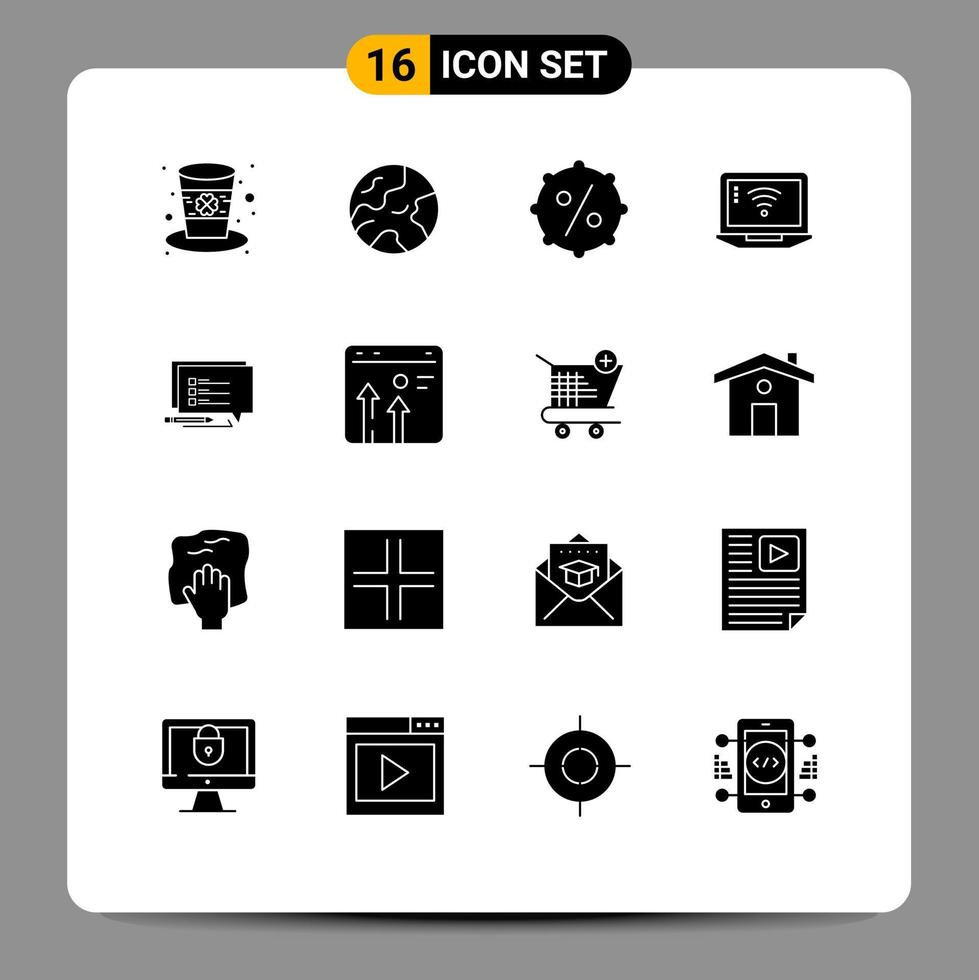 Set of 16 Modern UI Icons Symbols Signs for write sms price chat signal Editable Vector Design Elements