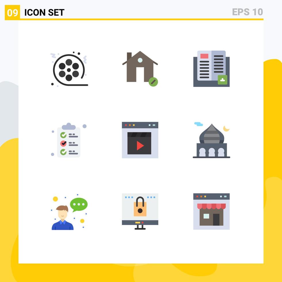 Set of 9 Modern UI Icons Symbols Signs for shopping check list house school knowledge Editable Vector Design Elements