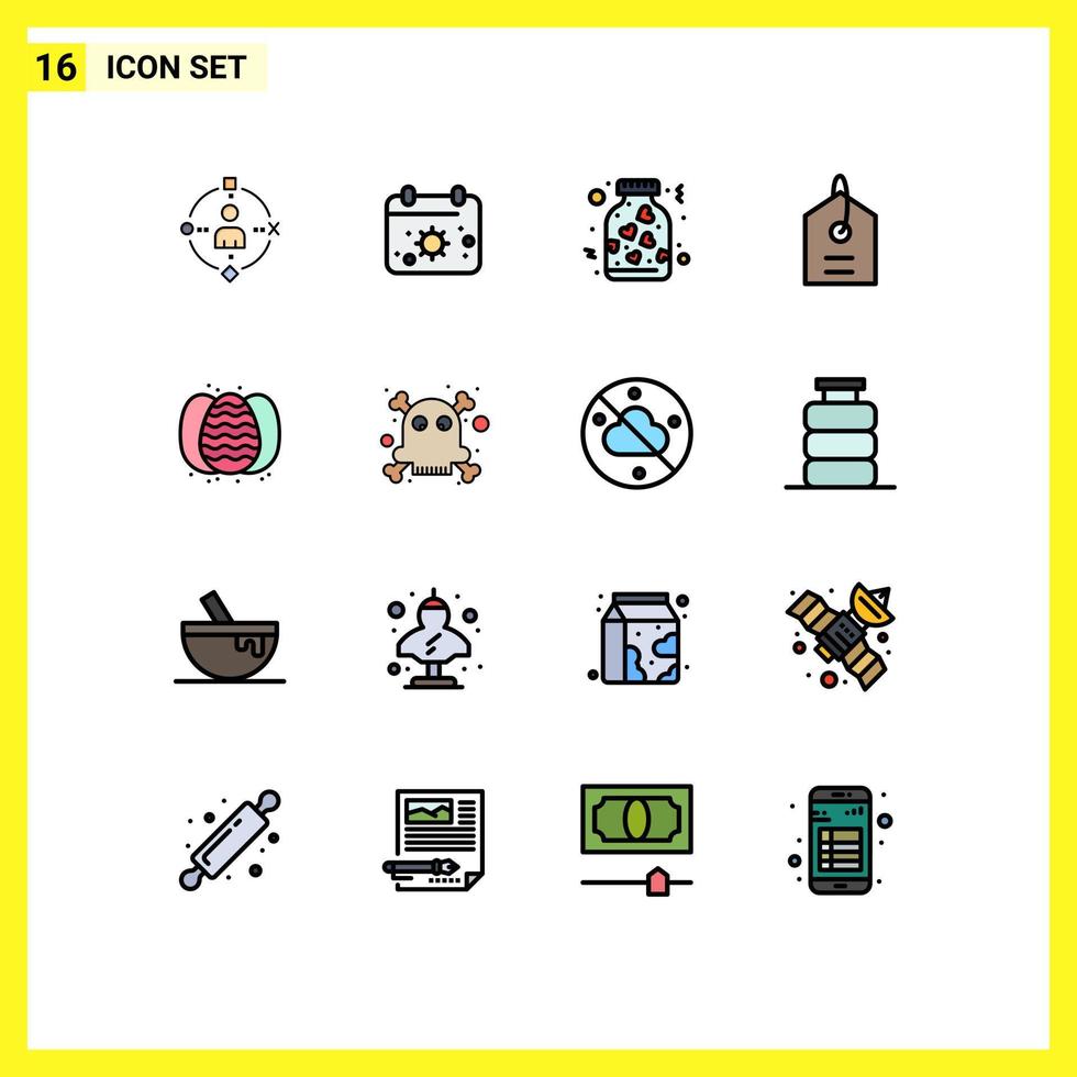 Set of 16 Modern UI Icons Symbols Signs for robbit egg heart tag price Editable Creative Vector Design Elements