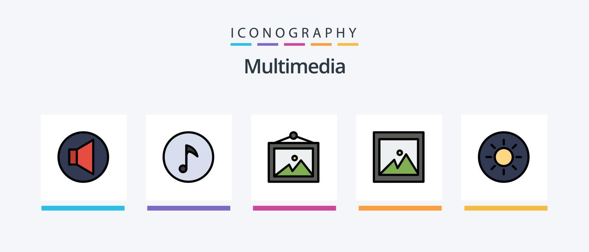 Multimedia Line Filled 5 Icon Pack Including . volume. toggle. light. Creative Icons Design vector