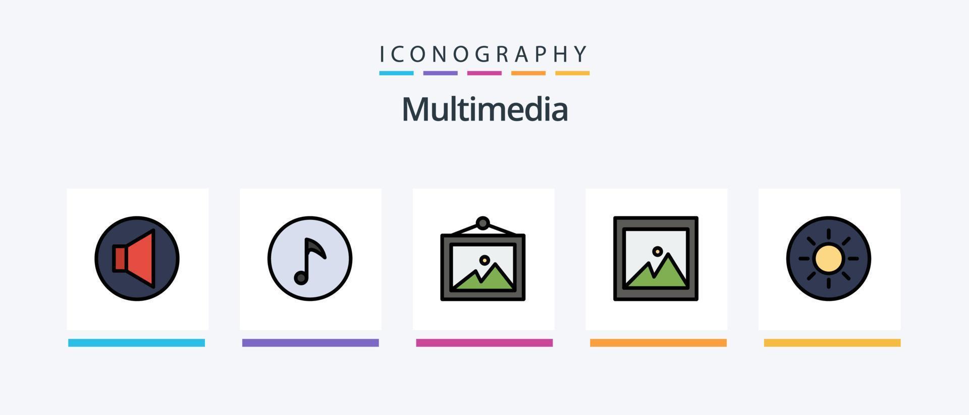 paquete de 5 iconos llenos de línea multimedia que incluye . volumen. palanca. ligero. diseño de iconos creativos vector