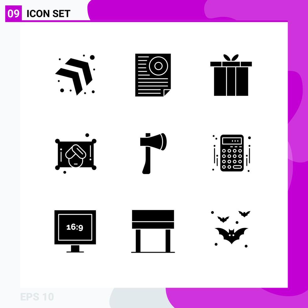 Set of 9 Modern UI Icons Symbols Signs for axe ax accessories sauna woman Editable Vector Design Elements