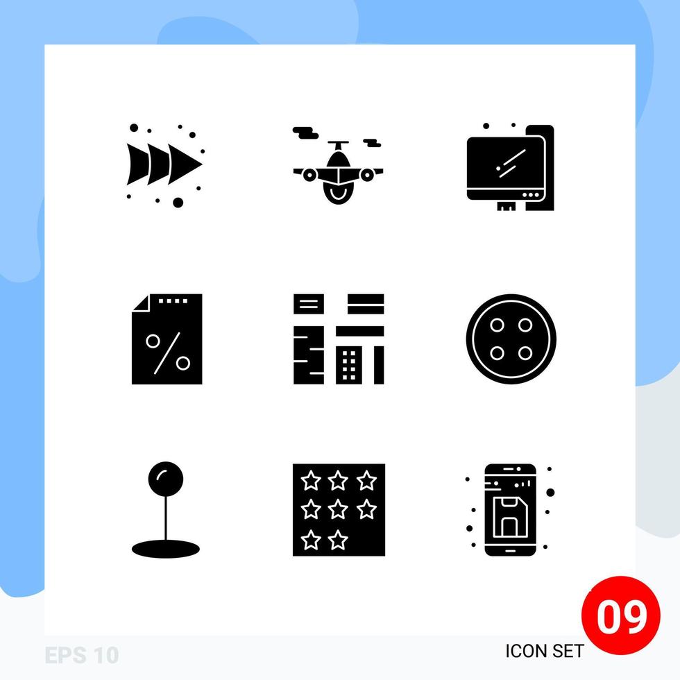 Universal Icon Symbols Group of 9 Modern Solid Glyphs of native content education advertising payment Editable Vector Design Elements