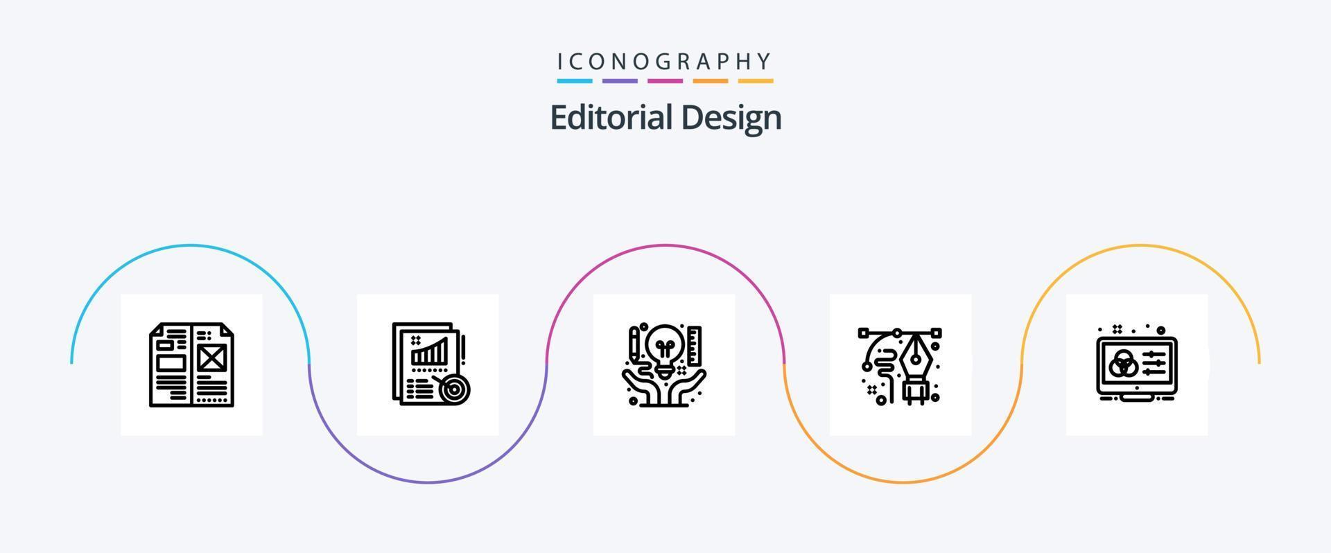 Editorial Design Line 5 Icon Pack Including pen. design. design. art. creative vector