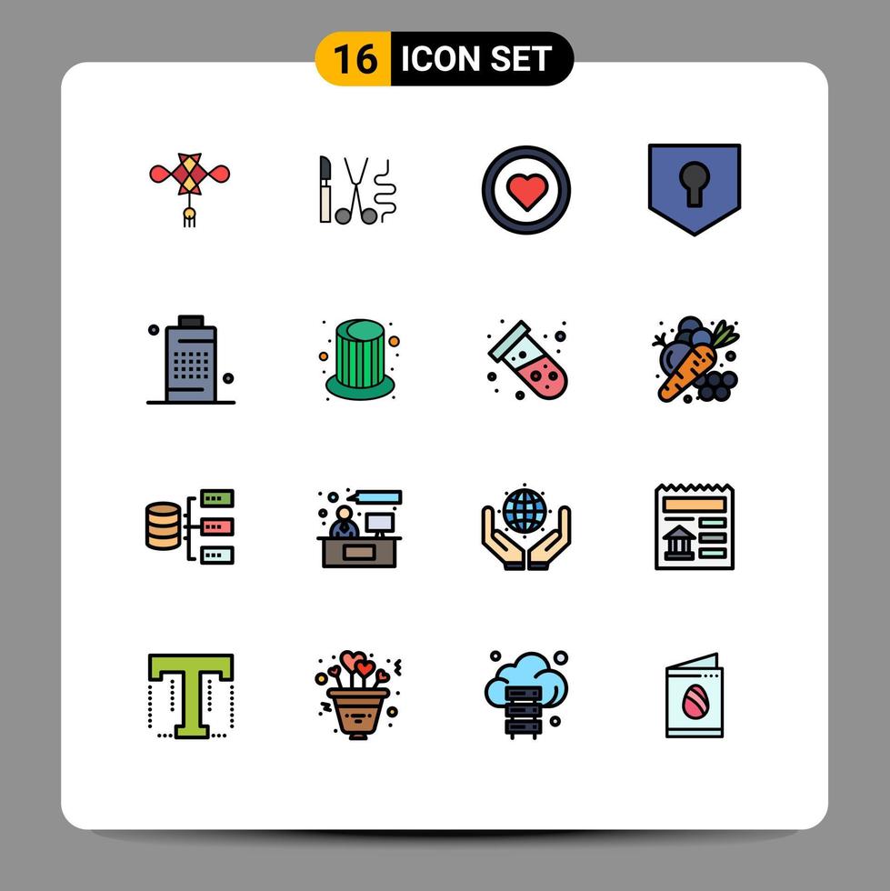 16 iconos creativos signos y símbolos modernos de la interfaz de protección celular clave de seguridad elementos de diseño de vectores creativos editables