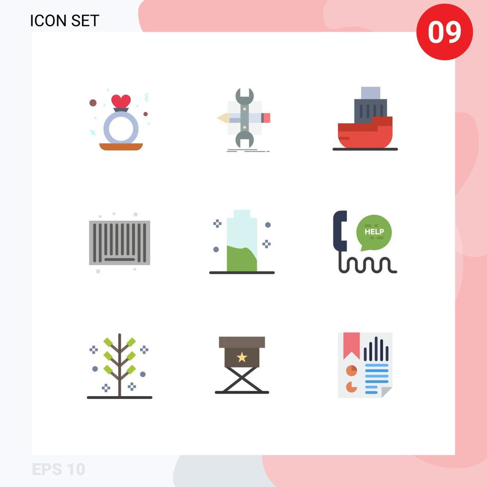 Group of 9 Flat Colors Signs and Symbols for search barcode sketch transfer ship Editable Vector Design Elements