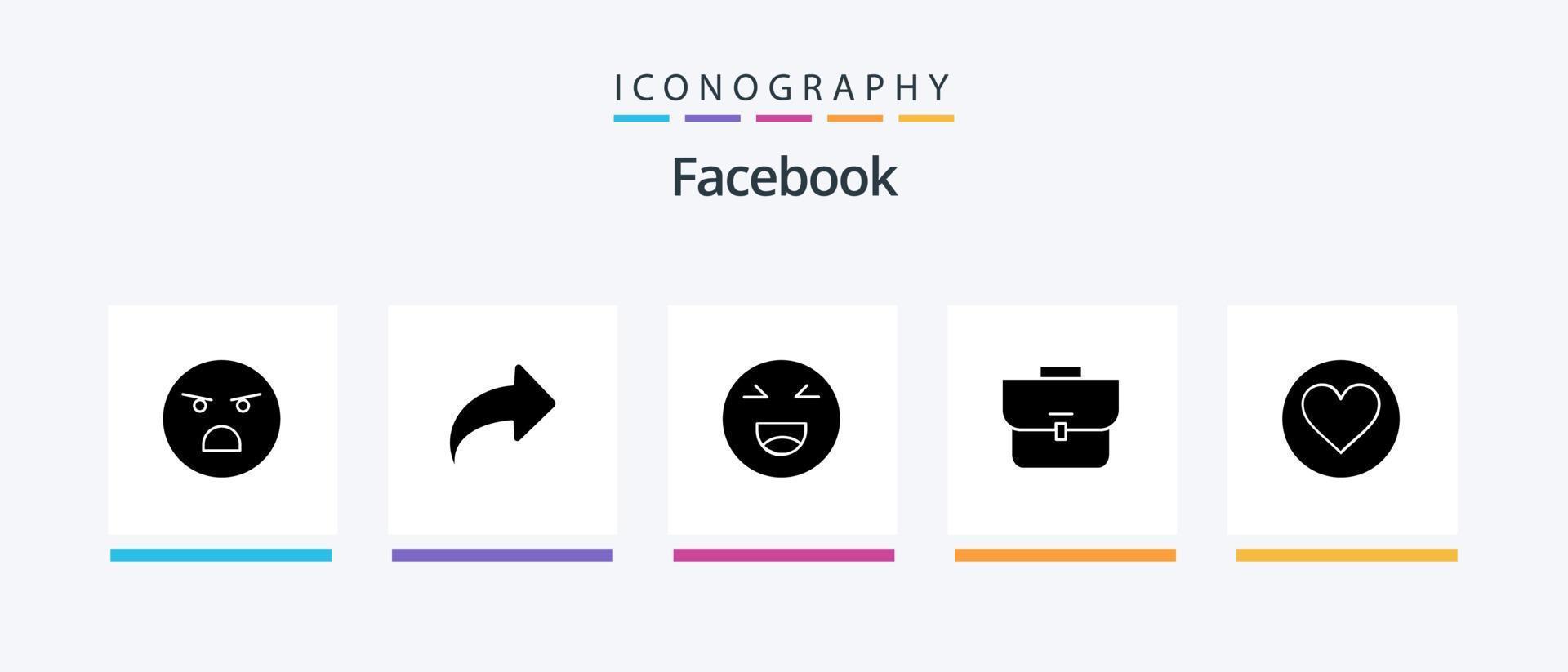 paquete de iconos de facebook glyph 5 que incluye corazón. bolsa del trabajo. chat. valija. bolso. diseño de iconos creativos vector