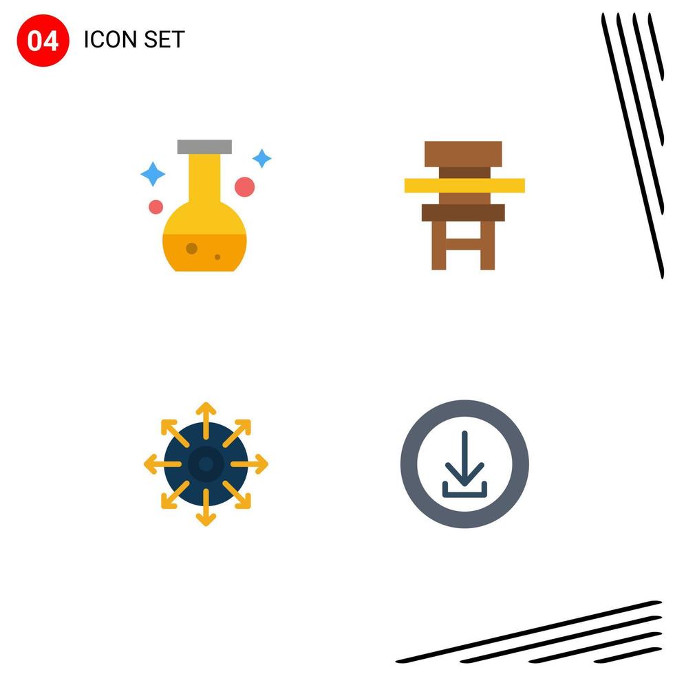 4 Universal Flat Icons Set for Web and Mobile Applications tube target test desk achieve Editable Vector Design Elements