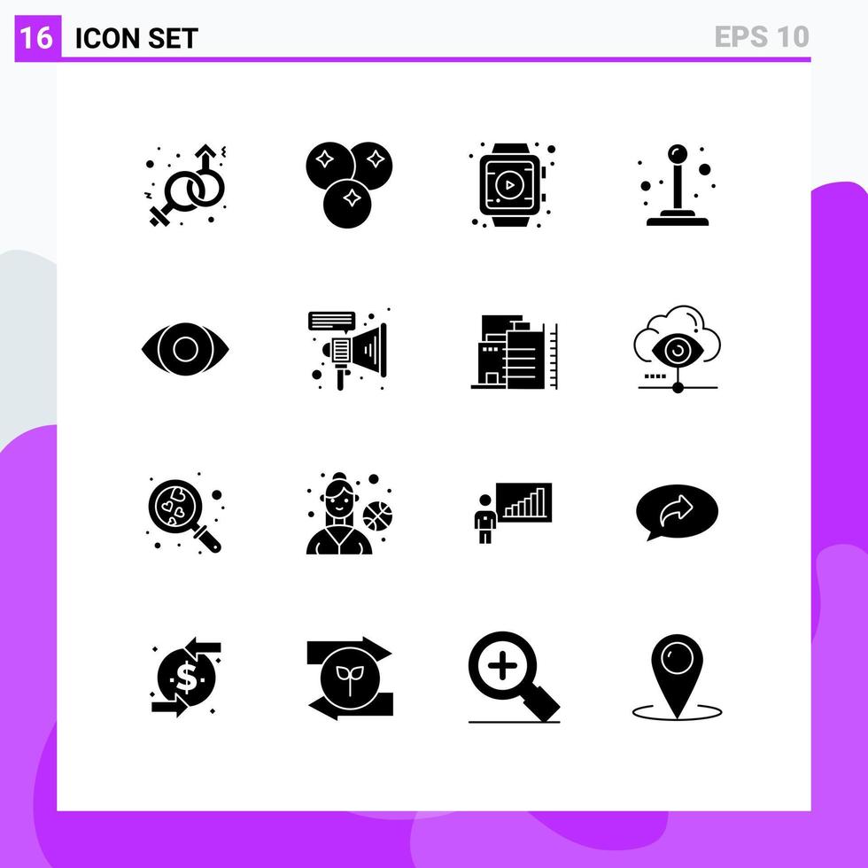 Stock Vector Icon Pack of 16 Line Signs and Symbols for marketing eye play degrees joystick Editable Vector Design Elements
