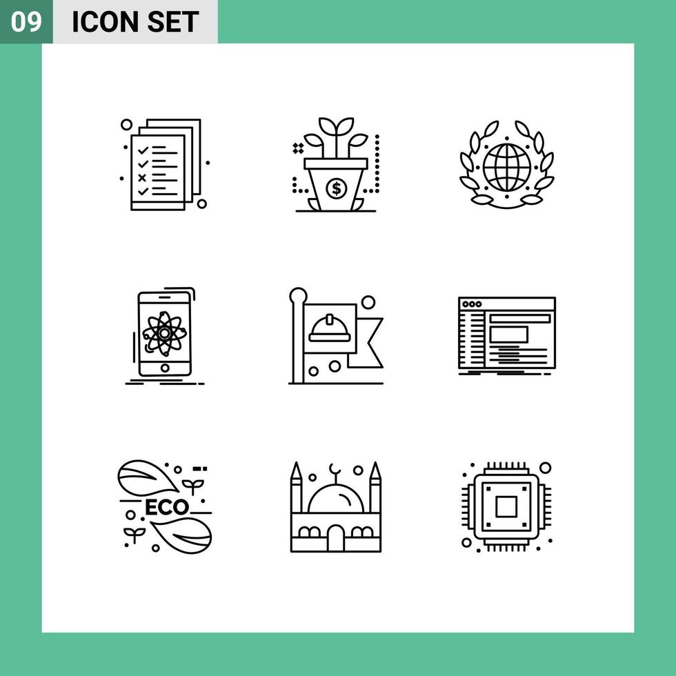 9 Creative Icons Modern Signs and Symbols of flag science green research information Editable Vector Design Elements
