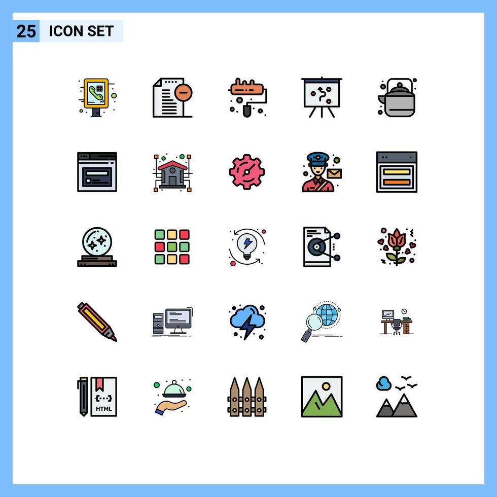 25 iconos creativos signos y símbolos modernos de gestión de campamento de pincel al aire libre elementos de diseño vectorial editables vector